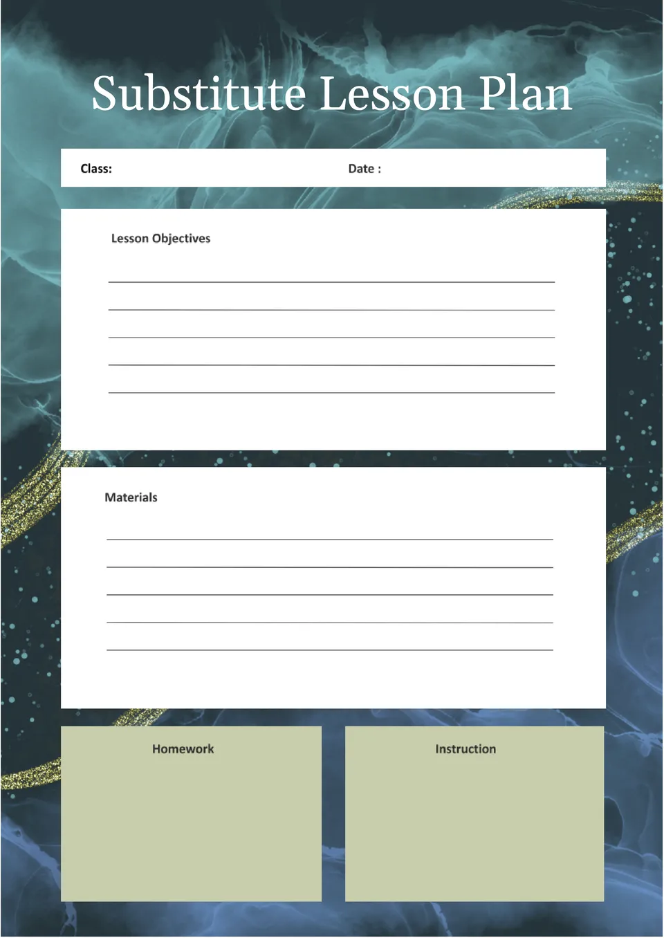 free substitute lesson plan template for google docs